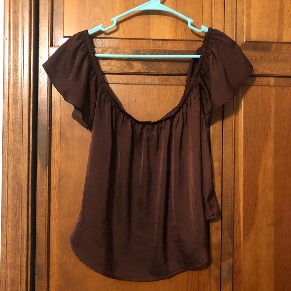 American Eagle Brown Off the Shoulder T-shirt XS - Picture 4 of 7